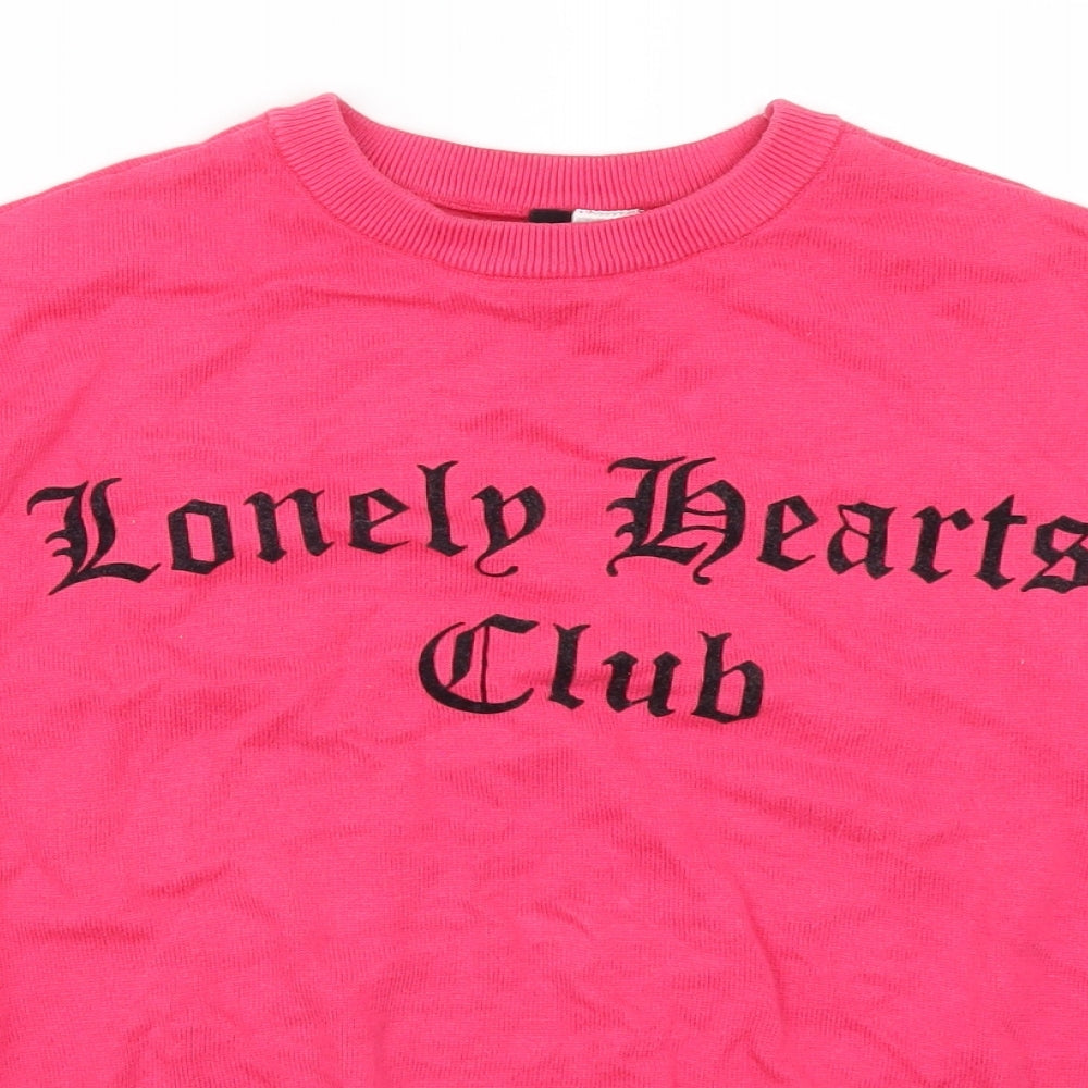 H&M Womens Pink   Pullover Jumper Size S  - Lonely Hearts Club