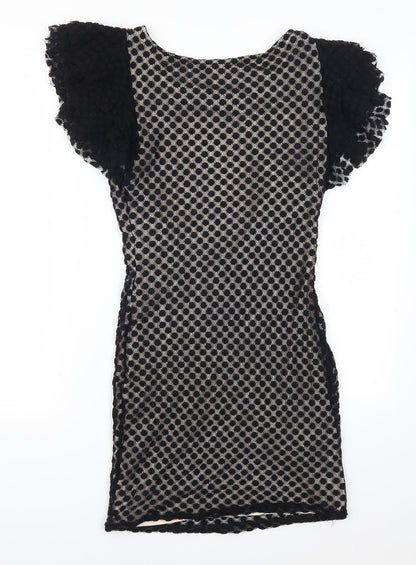 TFNC Womens Black Polka Dot  Mini  Size L  - Open Back