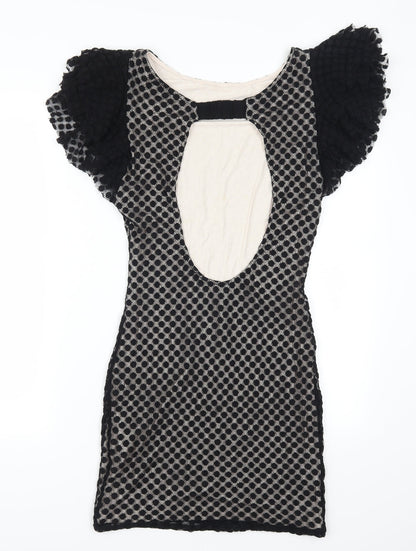 TFNC Womens Black Polka Dot  Mini  Size L  - Open Back