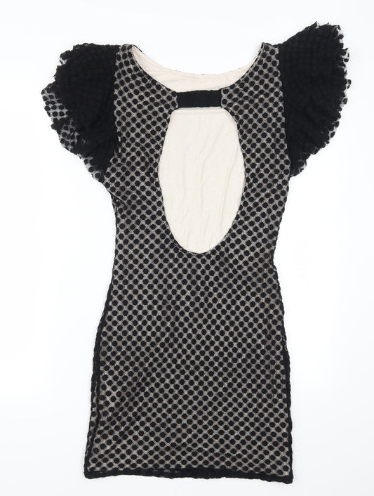 TFNC Womens Black Polka Dot  Mini  Size L  - Open Back