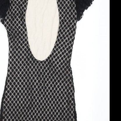 TFNC Womens Black Polka Dot  Mini  Size L  - Open Back