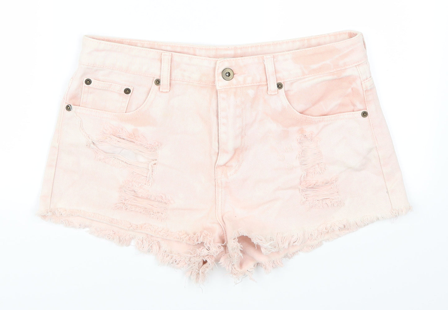 FOREVER 21 Womens Pink  Denim Hot Pants Shorts Size 30 in - Distressed