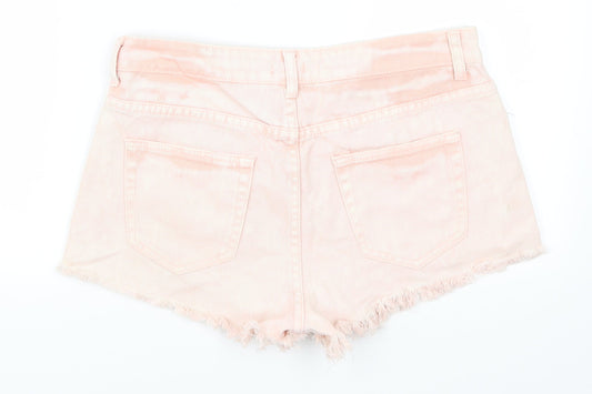 FOREVER 21 Womens Pink  Denim Hot Pants Shorts Size 30 in - Distressed