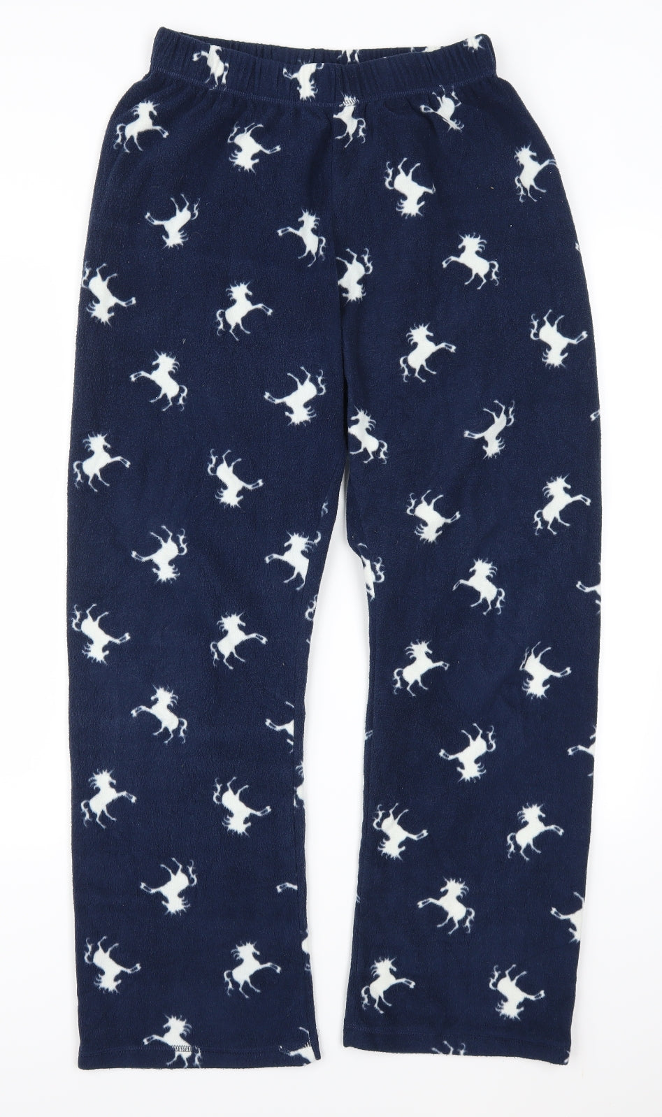 Primark Womens Blue Animal Print Fleece Trousers  Size 10 L29 in - Unicorns Loungewear
