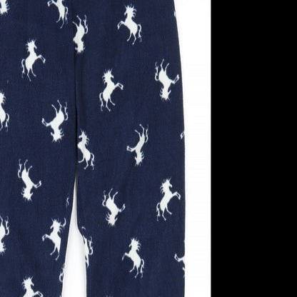 Primark Womens Blue Animal Print Fleece Trousers  Size 10 L29 in - Unicorns Loungewear