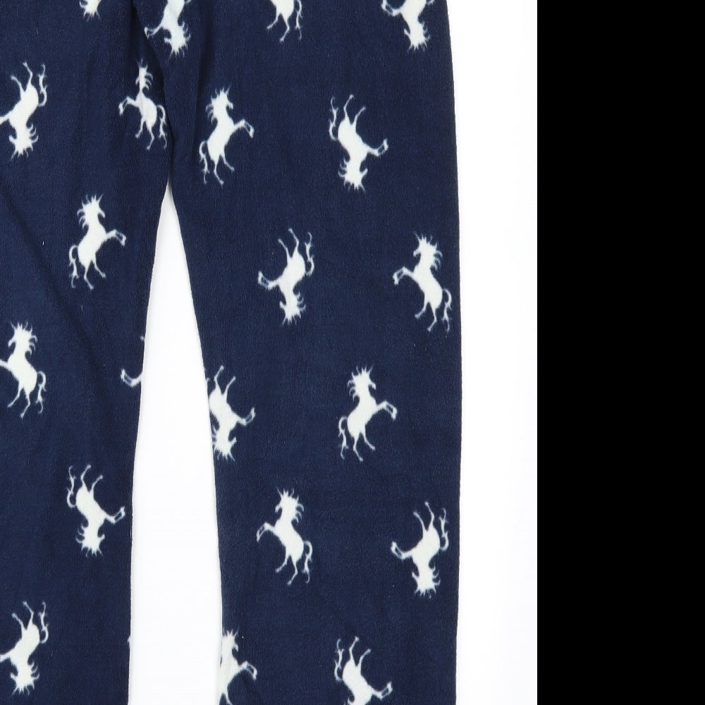 Primark Womens Blue Animal Print Fleece Trousers  Size 10 L29 in - Unicorns Loungewear