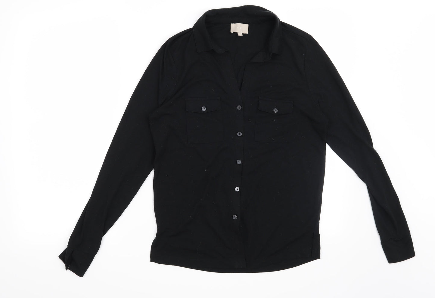 Womens UK Size 10 Kley Black Basic Button-Up