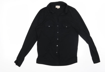 Womens UK Size 10 Kley Black Basic Button-Up
