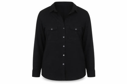 Womens UK Size 10 Kley Black Basic Button-Up