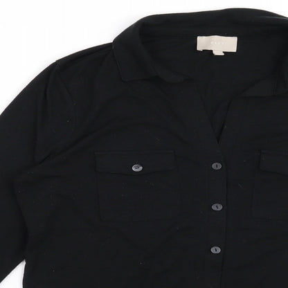 Womens UK Size 10 Kley Black Basic Button-Up