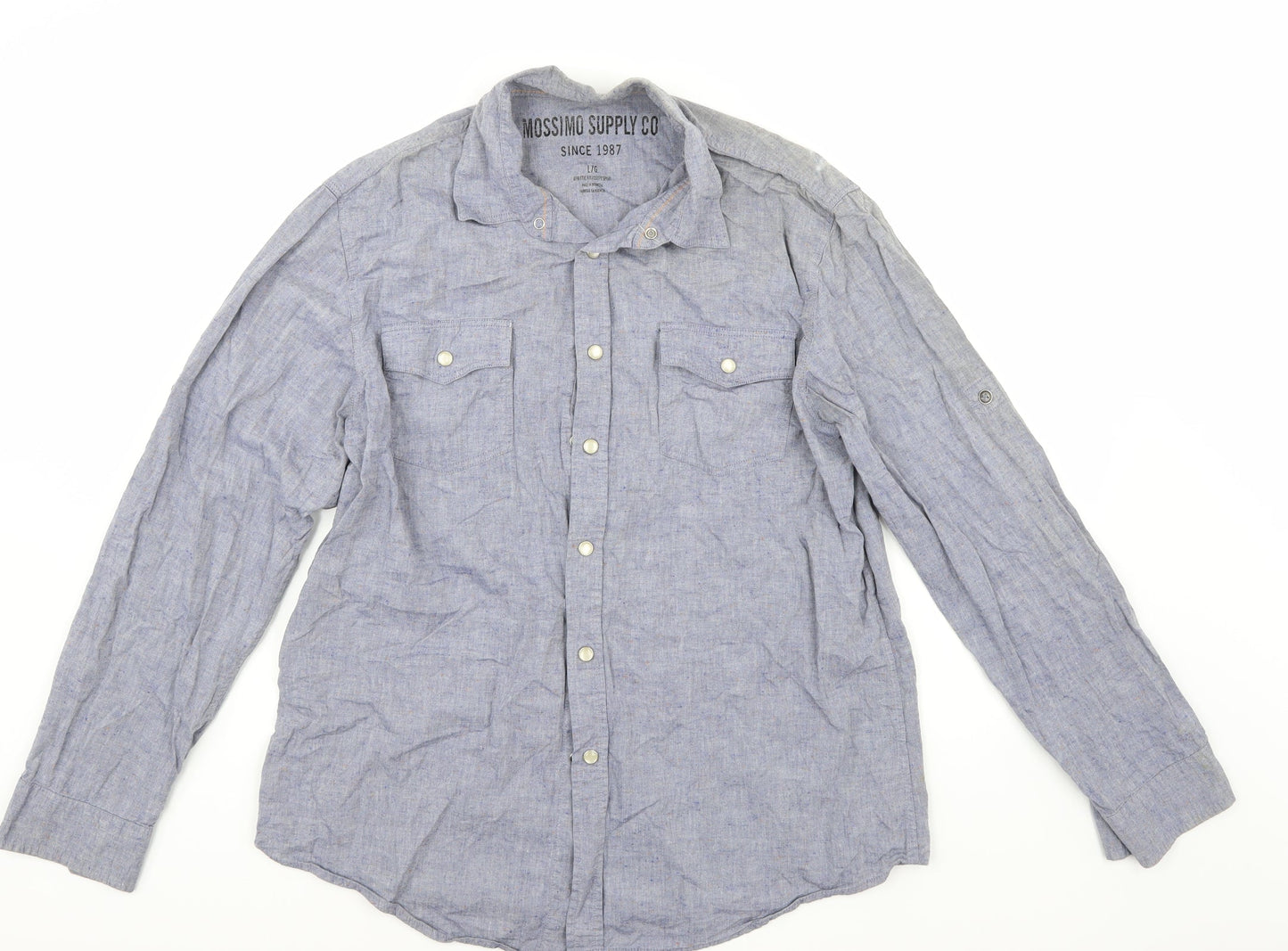 Mens UK Size L Mossimo Blue  Button-Up Long Sleeve Casual Shirt