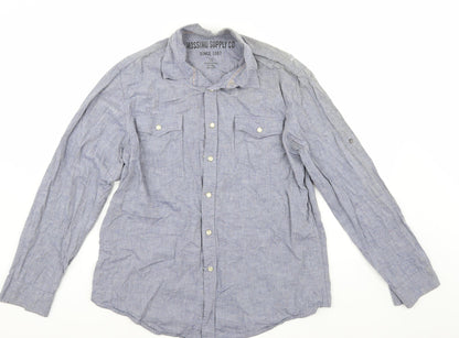 Mens UK Size L Mossimo Blue  Button-Up Long Sleeve Casual Shirt
