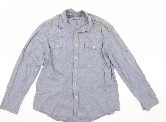 Mens UK Size L Mossimo Blue  Button-Up Long Sleeve Casual Shirt