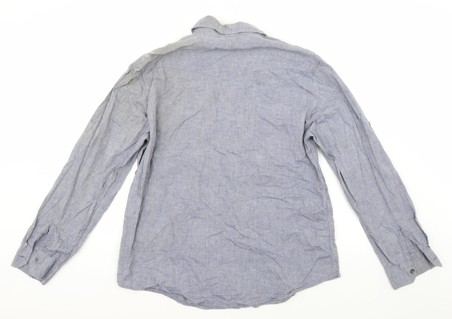 Mens UK Size L Mossimo Blue  Button-Up Long Sleeve Casual Shirt