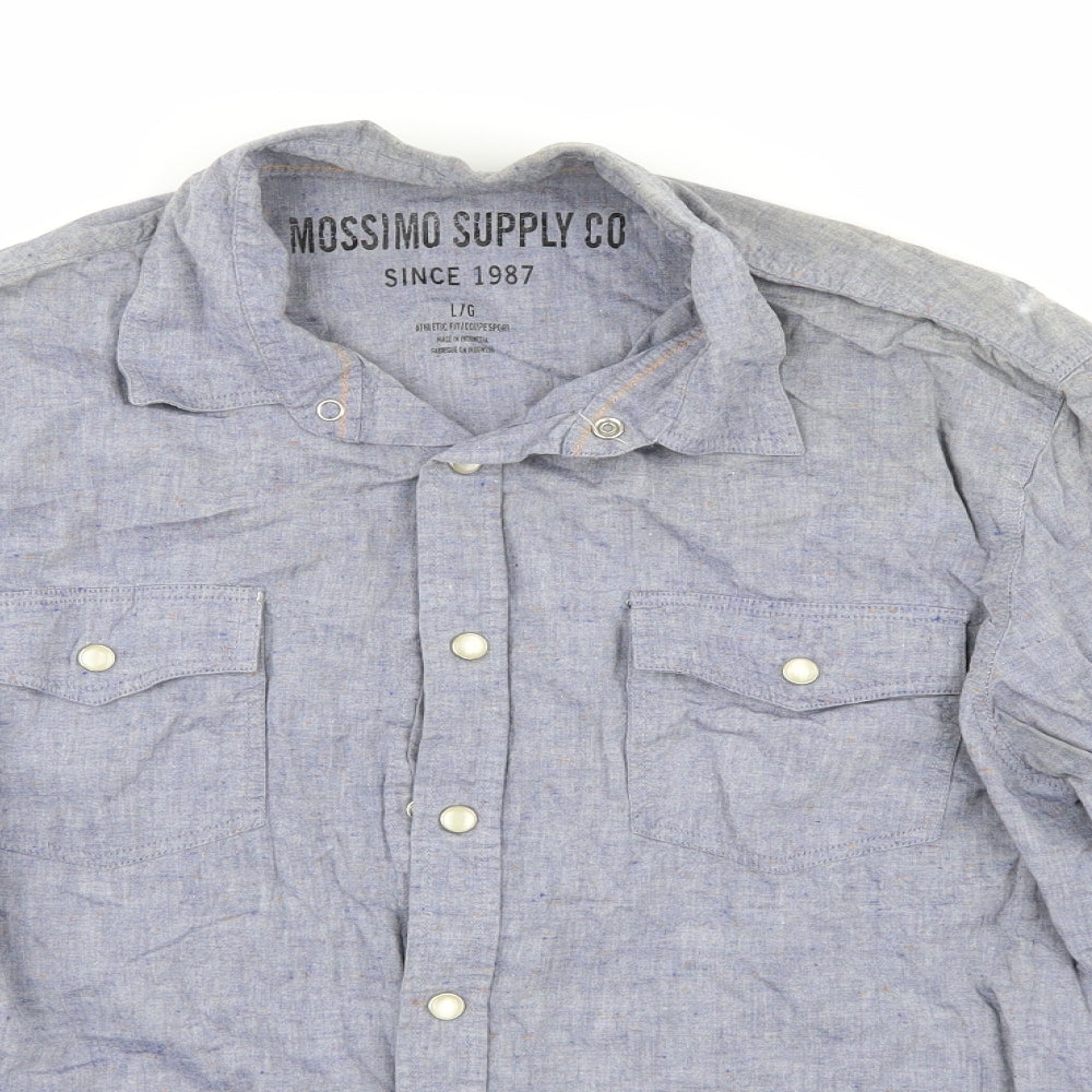 Mens UK Size L Mossimo Blue  Button-Up Long Sleeve Casual Shirt