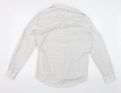 Red Herring Mens White Geometric   Dress Shirt Size 42