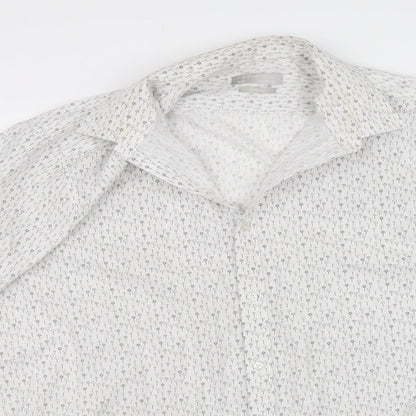 Red Herring Mens White Geometric   Dress Shirt Size 42