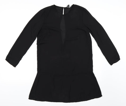 Divided by H&M Womens Black  Chiffon Tunic Blouse Size 10