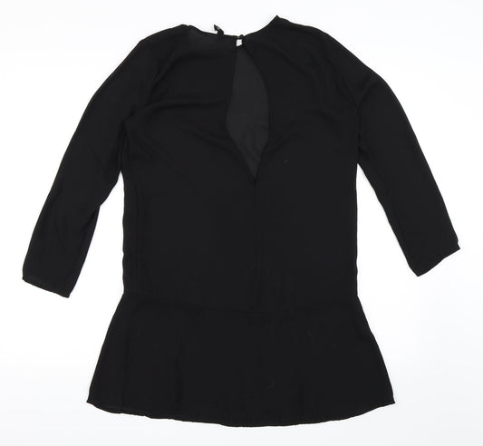 Divided by H&M Womens Black  Chiffon Tunic Blouse Size 10