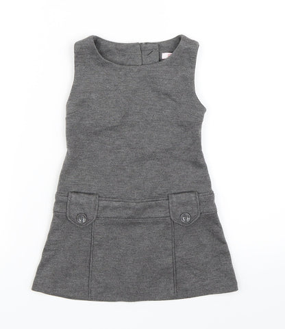 Miss E-vie Girls Grey   Pinafore/Dungaree Dress  Size 3 Years