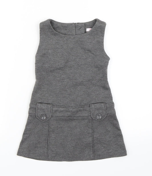 Miss E-vie Girls Grey   Pinafore/Dungaree Dress  Size 3 Years