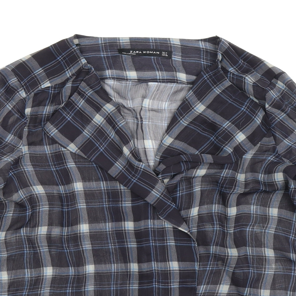 Womens UK Size M Zara Blue Basic Button-Up