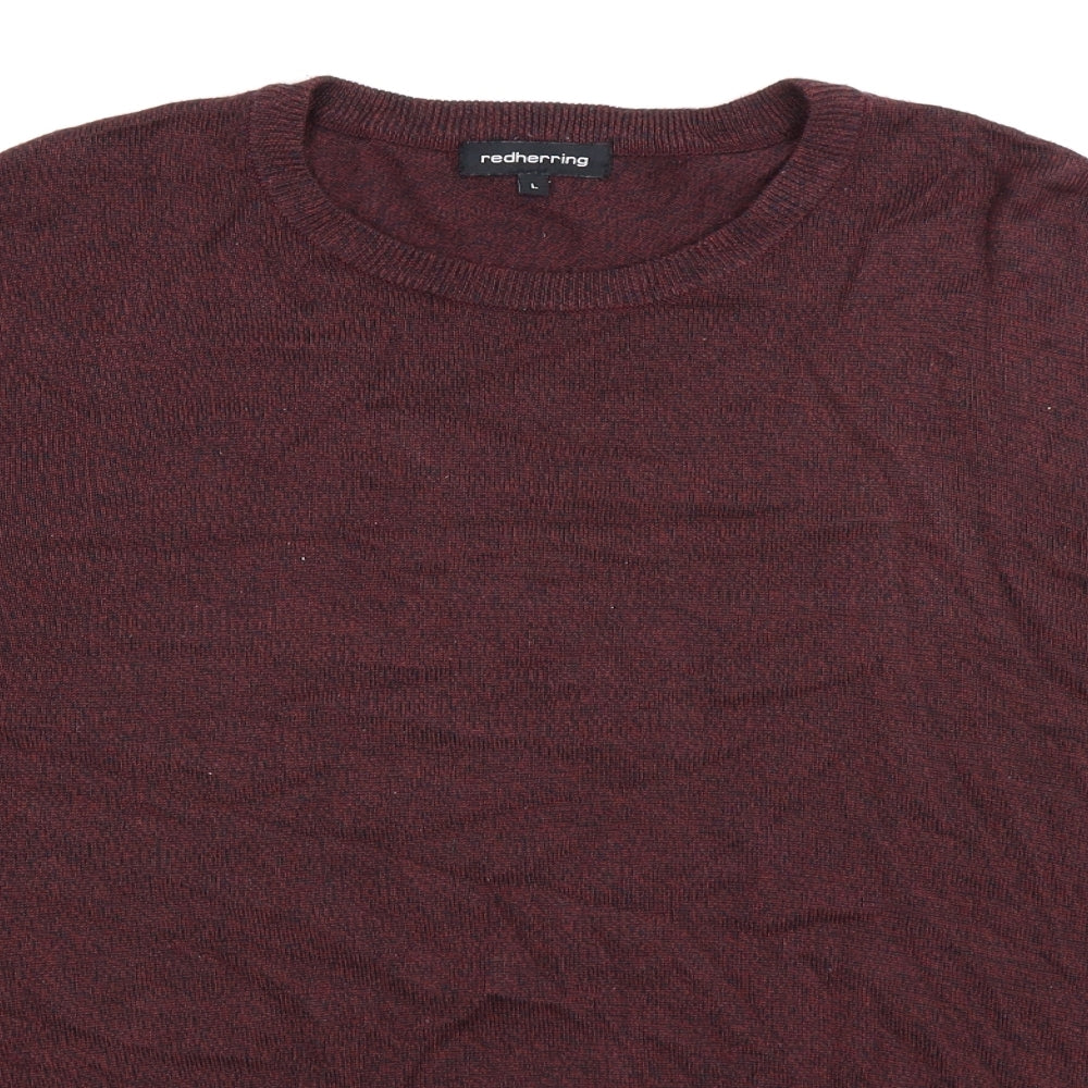 Red Herring Mens Brown  Knit Pullover Jumper Size L