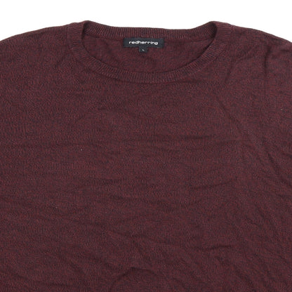 Red Herring Mens Brown  Knit Pullover Jumper Size L