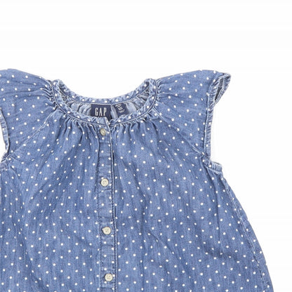 Gap Girls Blue Polka Dot  Basic Blouse Size 18-24 Months