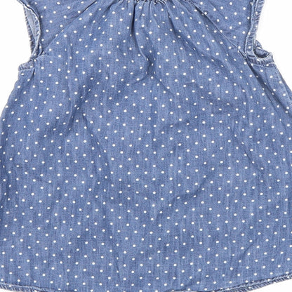 Gap Girls Blue Polka Dot  Basic Blouse Size 18-24 Months
