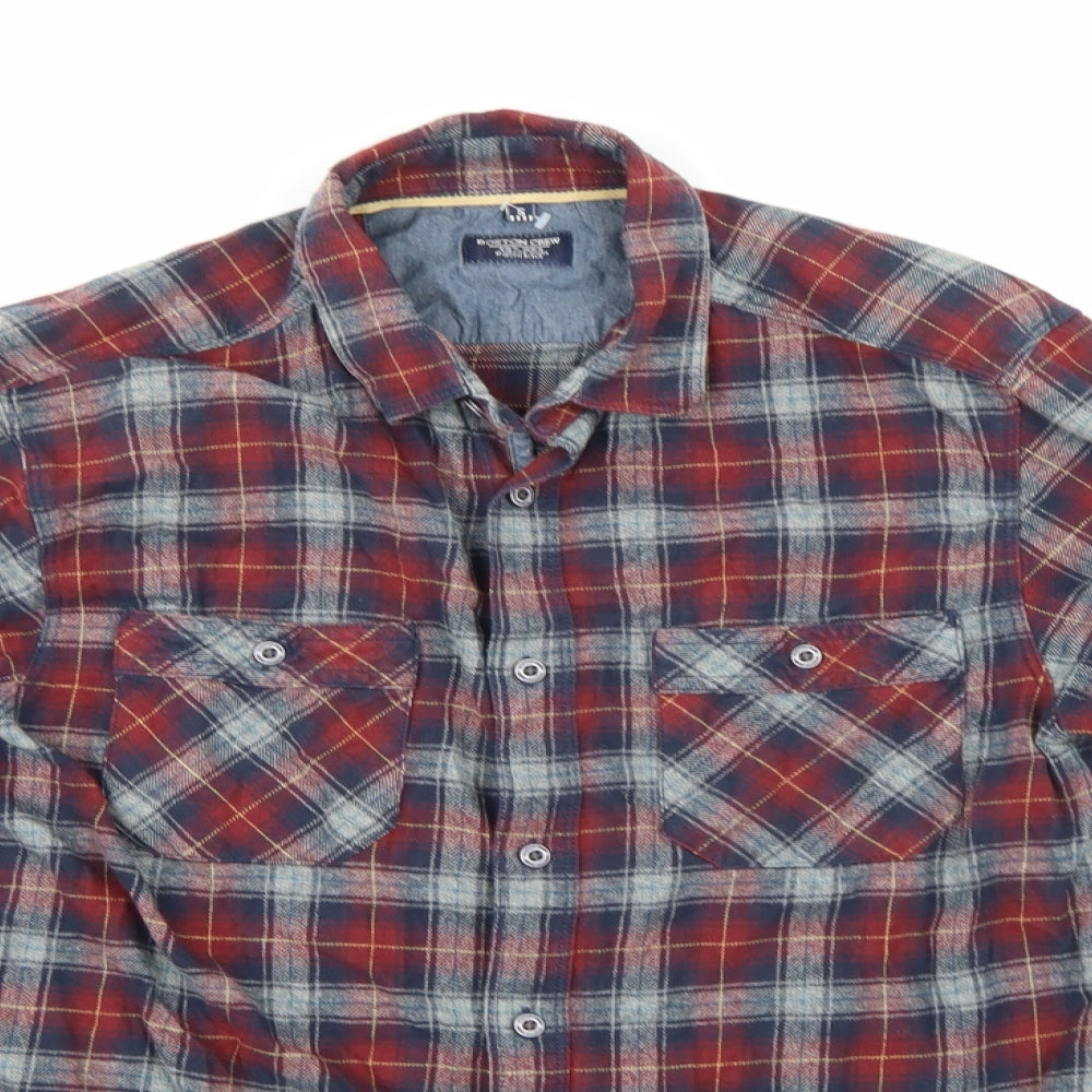 Mens UK Size S Boston Crew Blue  Button-Up Long Sleeve Casual Shirt