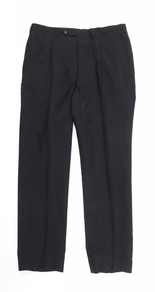 Sanremo Mens Blue Striped  Trousers  Size 32 in L29 in