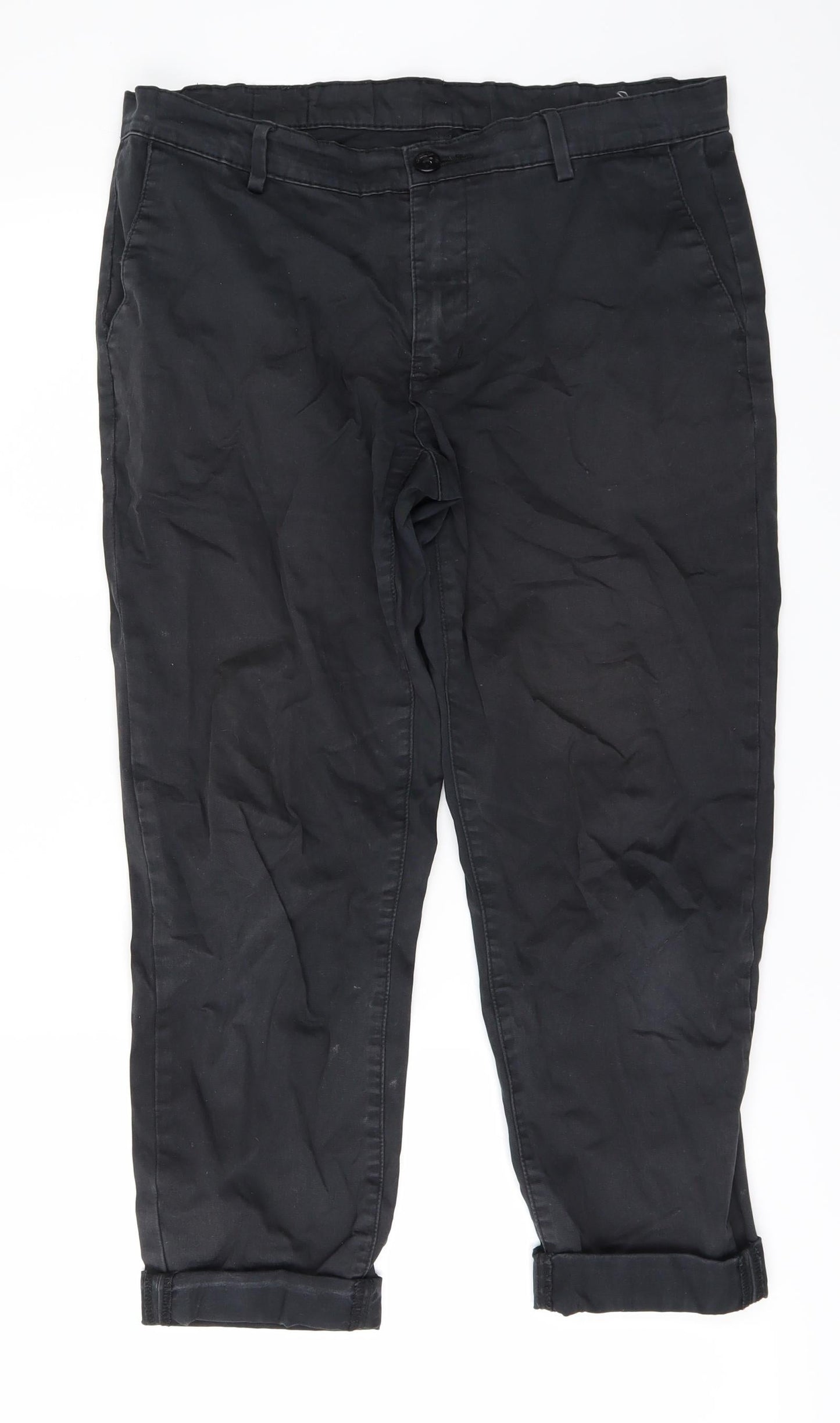 Mens UK Size S Preworn Regular Fit Straight Black Jeans