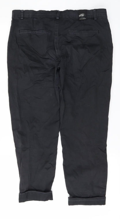 Mens UK Size S Preworn Regular Fit Straight Black Jeans