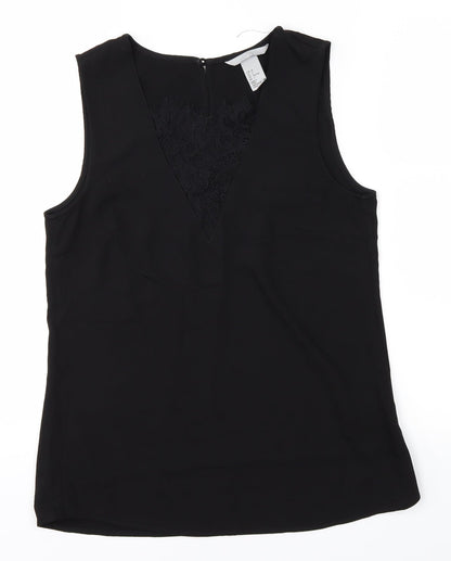 Womens UK Size 4 H&M Black Basic T-Shirt