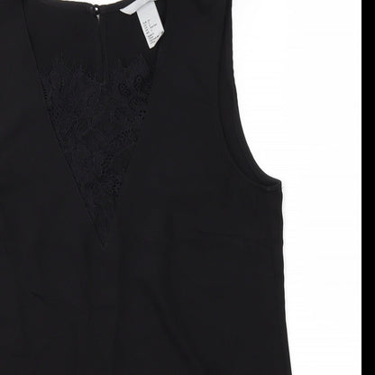 Womens UK Size 4 H&M Black Basic T-Shirt