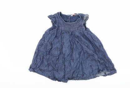 John Lewis Girls Blue Floral Denim A-Line  Size 9-12 Months