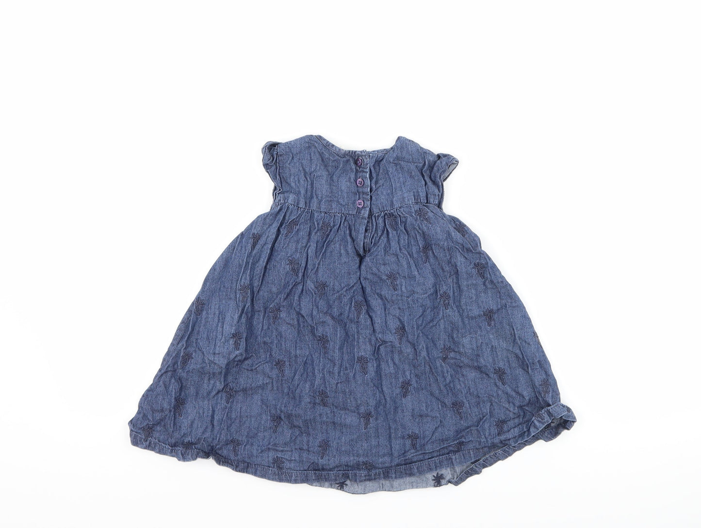 John Lewis Girls Blue Floral Denim A-Line  Size 9-12 Months