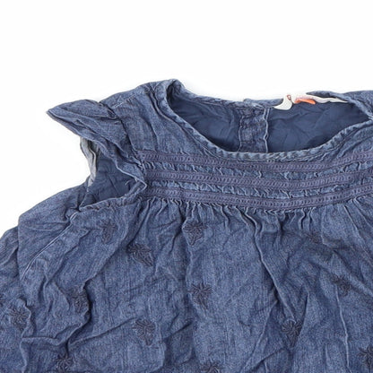 John Lewis Girls Blue Floral Denim A-Line  Size 9-12 Months