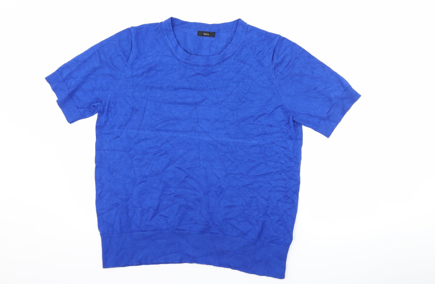 Womens UK Size 16 M&Co Blue Basic T-Shirt
