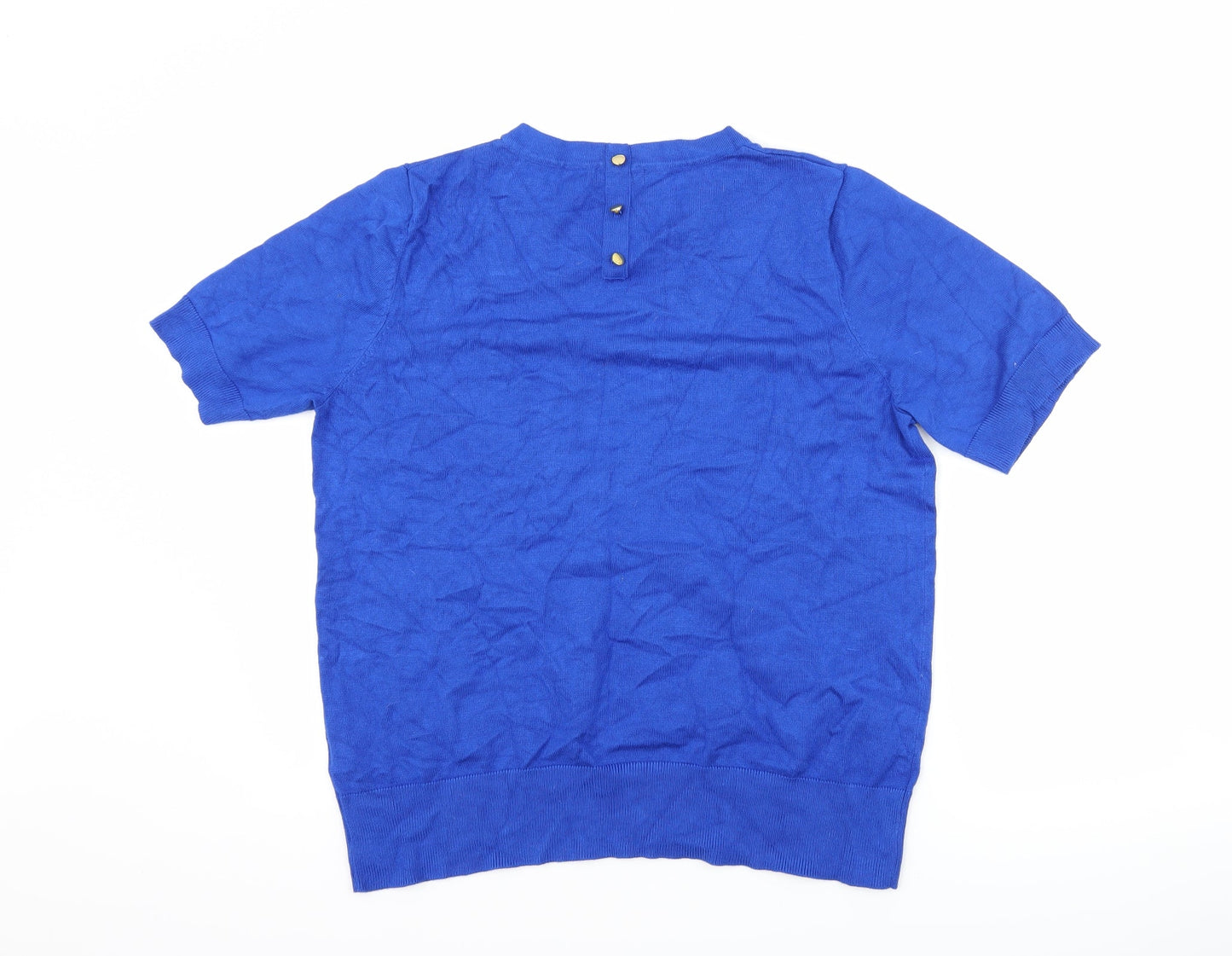 Womens UK Size 16 M&Co Blue Basic T-Shirt