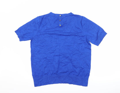 Womens UK Size 16 M&Co Blue Basic T-Shirt