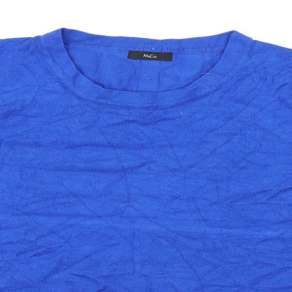 Womens UK Size 16 M&Co Blue Basic T-Shirt