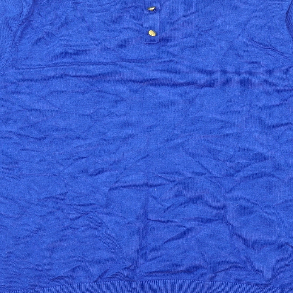 Womens UK Size 16 M&Co Blue Basic T-Shirt