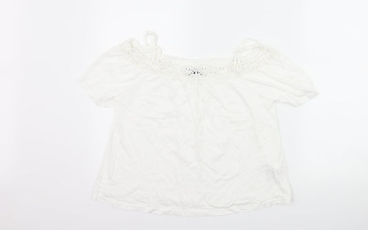 Womens UK Size 6 New Look White Basic T-Shirt