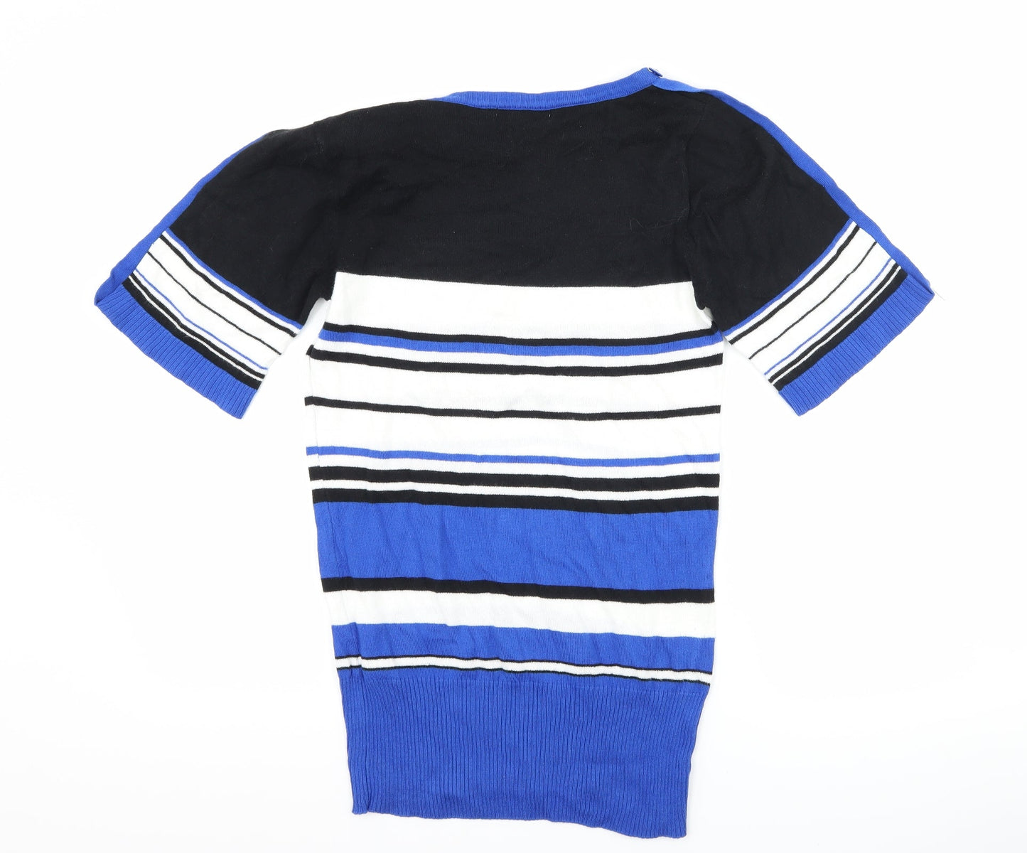 Peacocks Womens Blue Striped  Basic T-Shirt Size 8