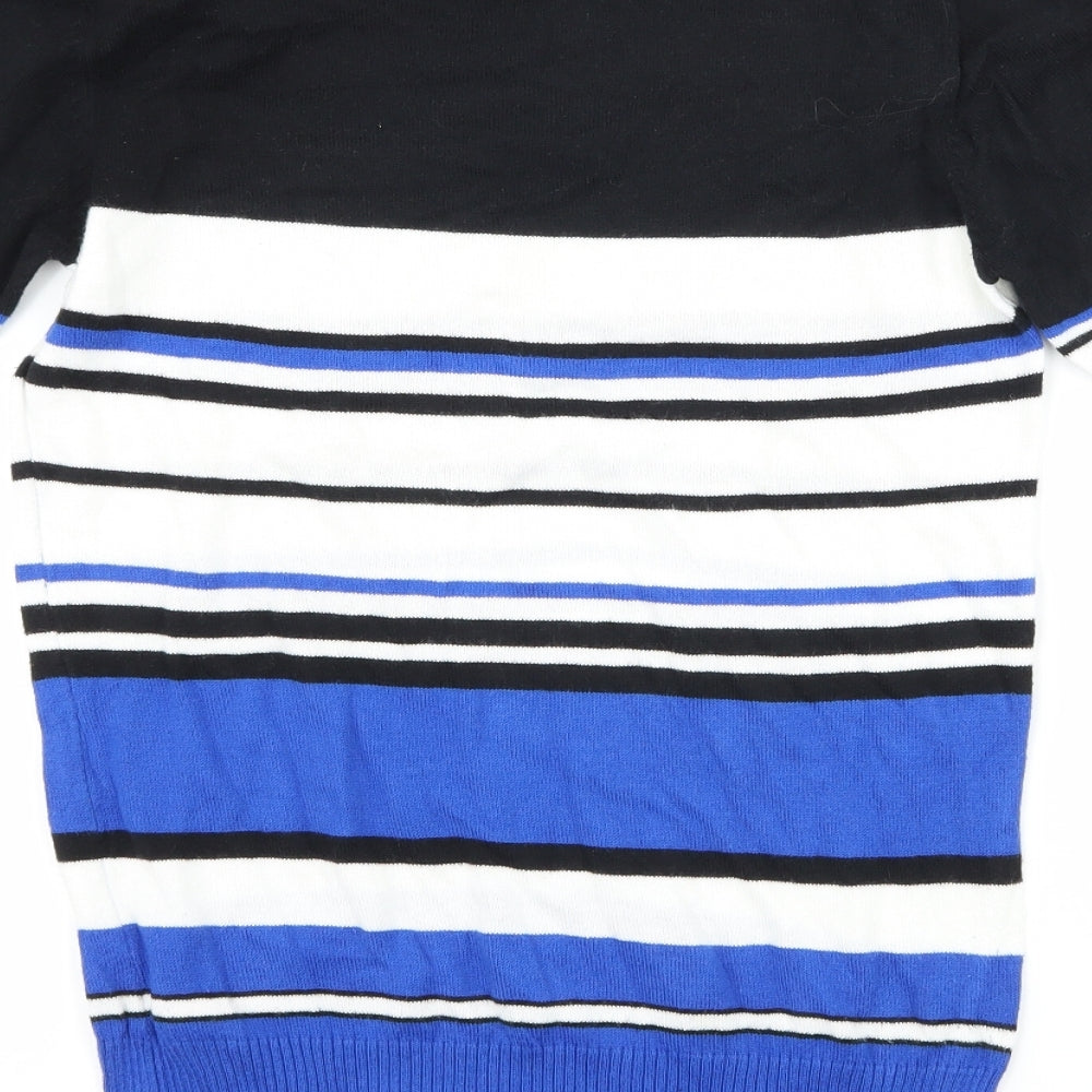 Peacocks Womens Blue Striped  Basic T-Shirt Size 8