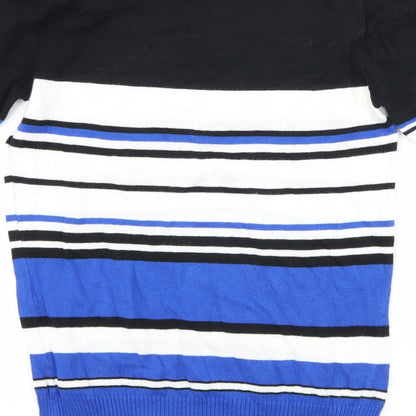 Peacocks Womens Blue Striped  Basic T-Shirt Size 8