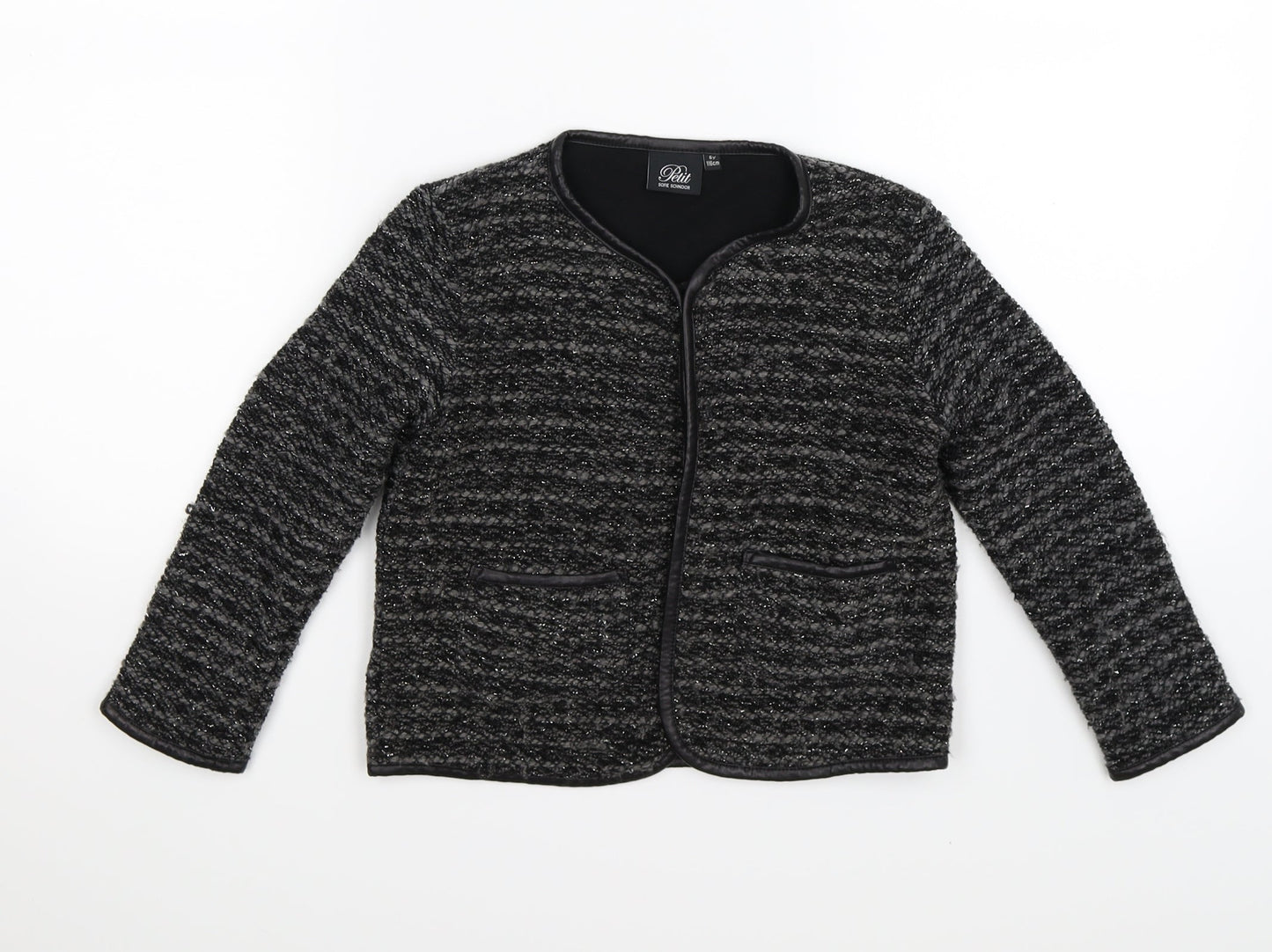 SOPHIE SCHNOOR Girls Grey Striped  Cardigan Jumper Size 9 Years