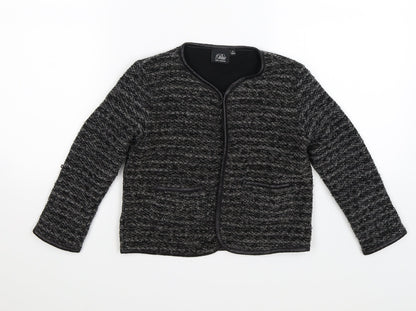 SOPHIE SCHNOOR Girls Grey Striped  Cardigan Jumper Size 9 Years